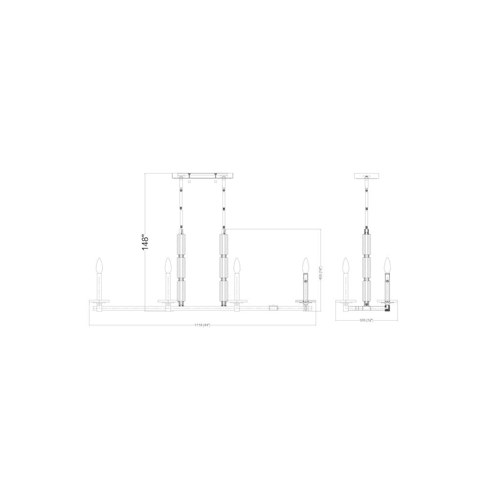 Z-Lite Kaden 8 Light Linear Chandelier in Modern Gold color, Steel frame