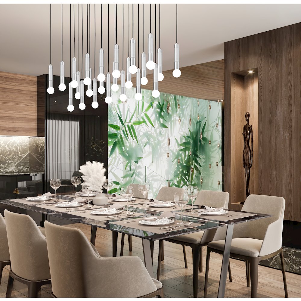 Z-Lite Stari 23 Light Linear Chandelier in Brushed Nickel color, Steel frame