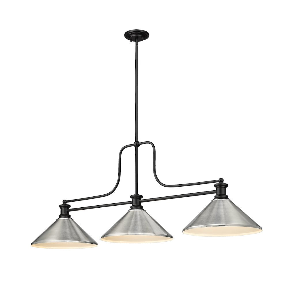 Z-Lite Melange 3 Light Billiard, Steel Frame, Brushed Nickel Shade Color