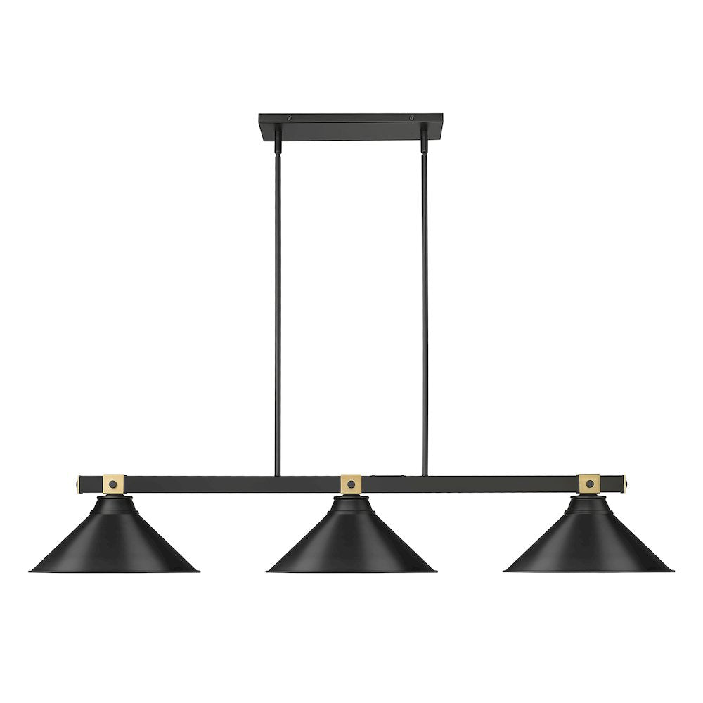Z-Lite Bronte 3 Light Billiard, Steel Frame, Matte Black Shade Color