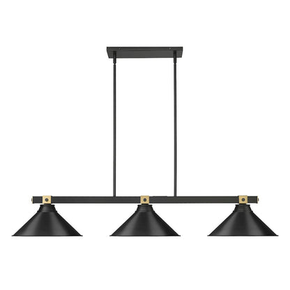 Z-Lite Bronte 3 Light Billiard, Steel Frame, Matte Black Shade Color