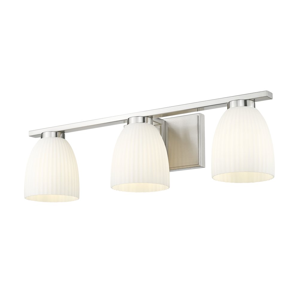 Z-Lite Naya 3 Light Vanity in Brushed Nickel color, Steel frame
