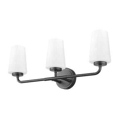 Z-Lite Montford 3 Light Vanity in Matte Black color, Steel frame