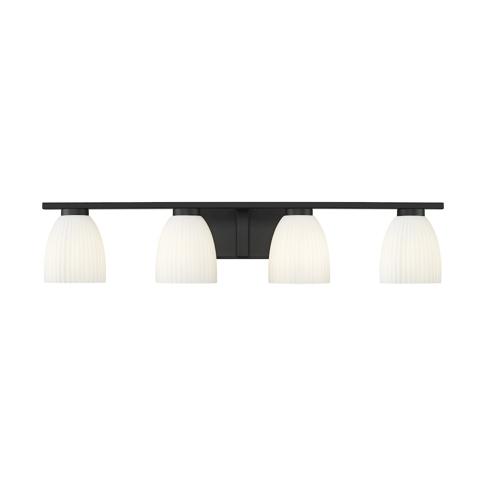 Z-Lite Naya 4 Light Vanity in Matte Black color, Steel frame