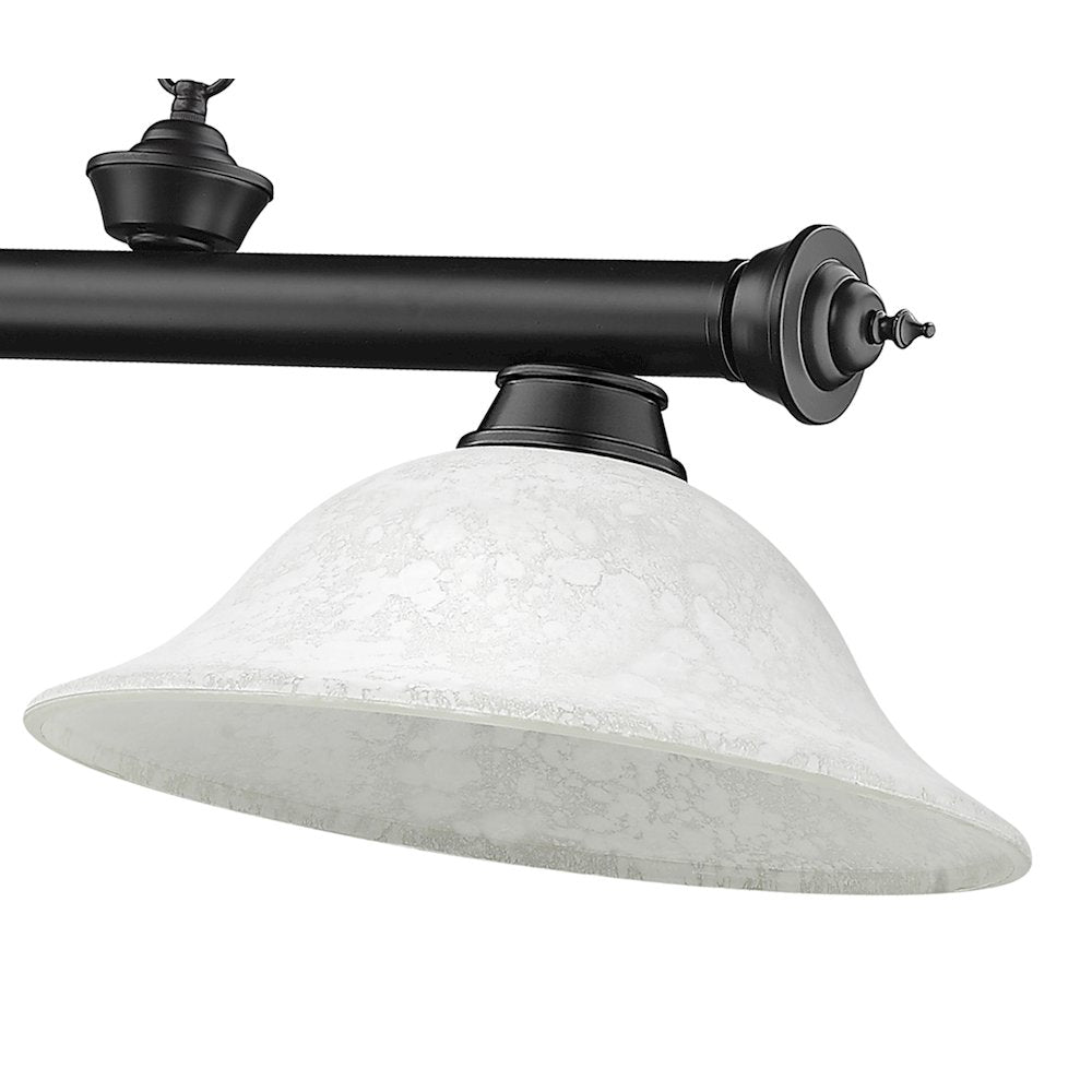 Z-Lite Cordon 3 Light Billiard, Steel Frame, White Mottle Shade Color