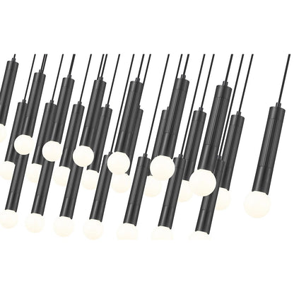 Z-Lite Stari 23 Light Linear Chandelier in Matte Black color, Steel frame
