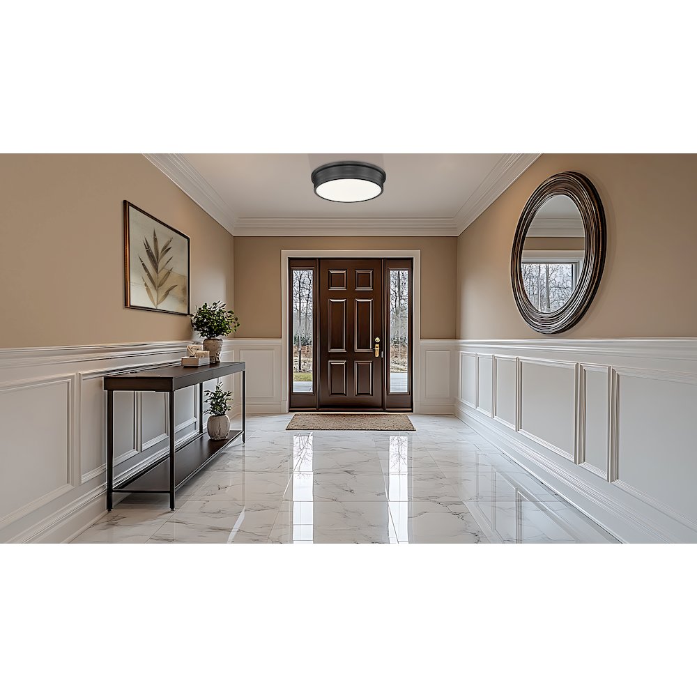 Z-Lite 1 Light Flush Mount, Matte Black