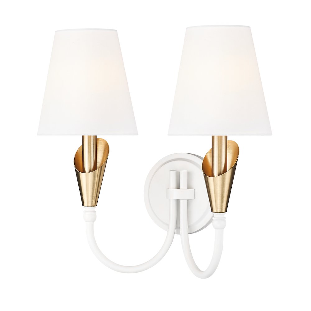 Z-Lite Claudelle 2 Light Wall Sconce in Textured White + Modern Gold color