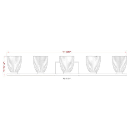 Z-Lite Naya 5 Light Vanity in Brushed Nickel color, Steel frame