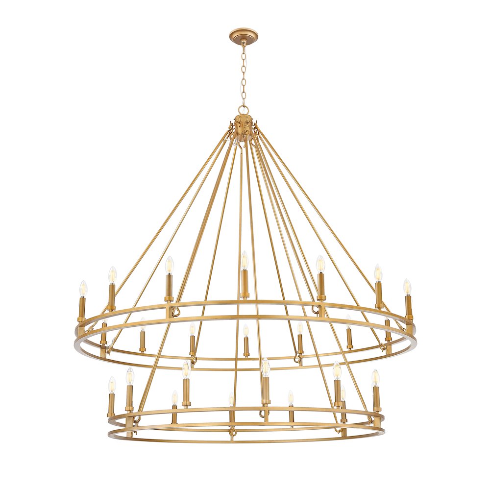 Z-Lite Dennison 28 Light Chandelier in Signature Brass color, Steel frame