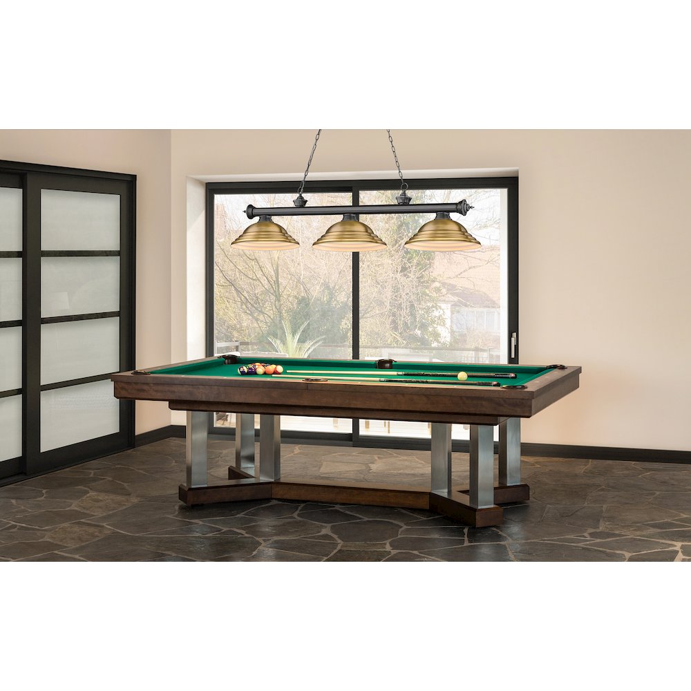 Z-Lite Cordon 3 Light Billiard, Steel Frame, Rubbed Brass Shade Color