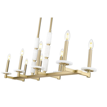 Z-Lite Kaden 8 Light Linear Chandelier in Modern Gold color, Steel frame