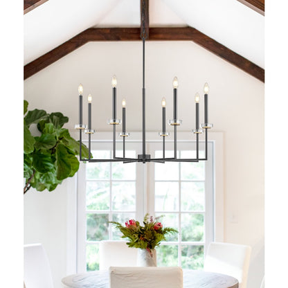 Z-Lite 8 Light Chandelier, Matte Black+Mordern Gold