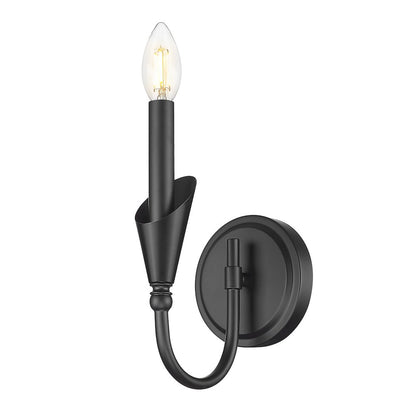 Z-Lite Claudelle 1 Light Wall Sconce in Matte Black color, Steel frame