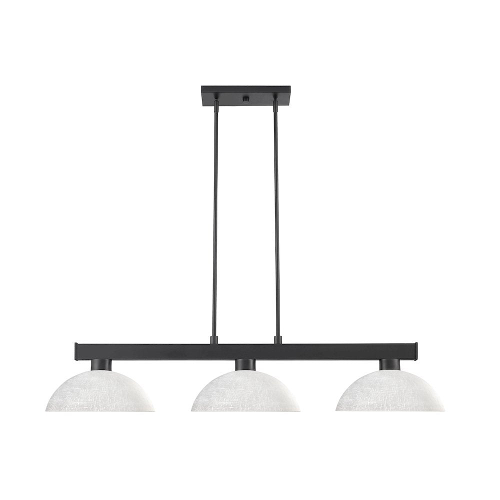 Z-Lite Cobalt 3 Light Billiard, Steel Frame, White Linen Shade Color