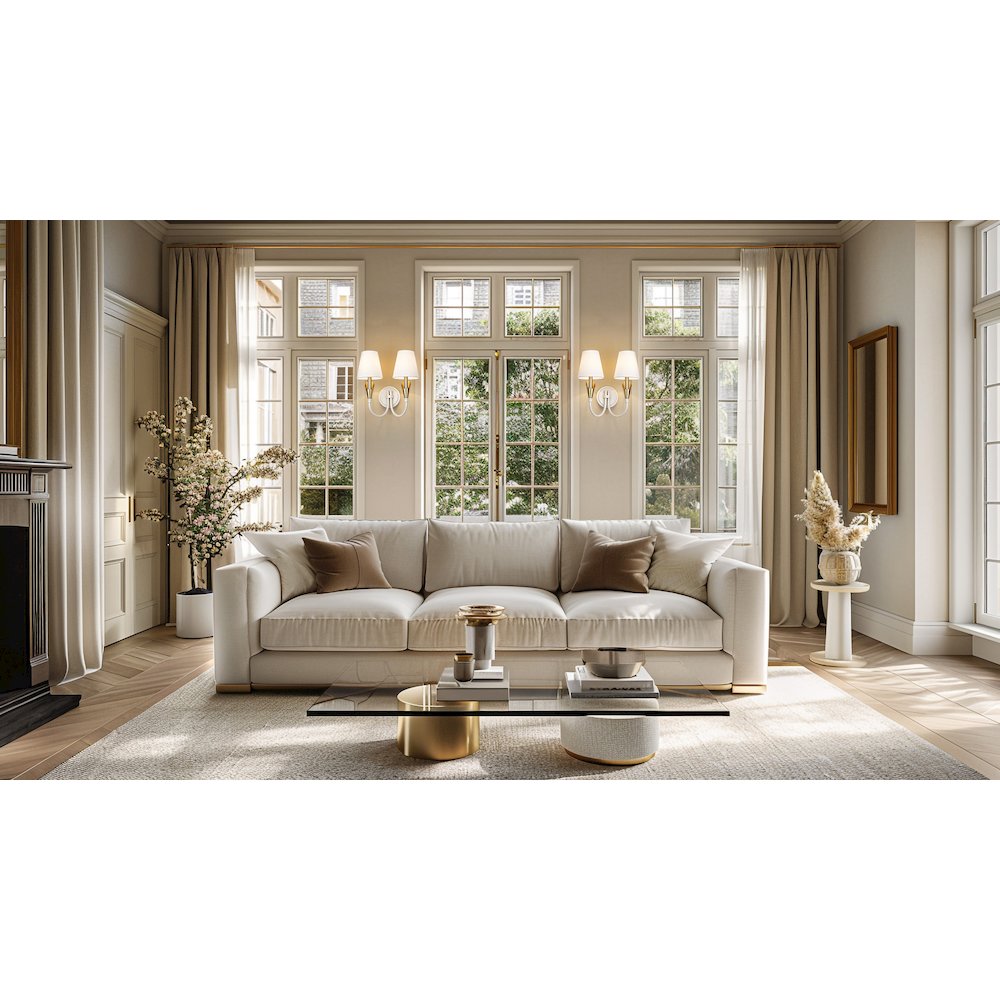 Z-Lite Claudelle 2 Light Wall Sconce in Textured White + Modern Gold color