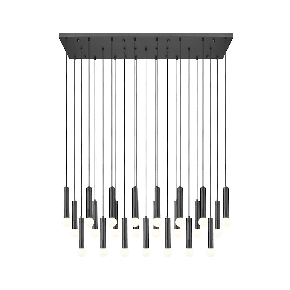 Z-Lite Stari 23 Light Linear Chandelier in Matte Black color, Steel frame