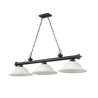 Z-Lite Cordon 3 Light Billiard, Steel Frame, White Mottle Shade Color