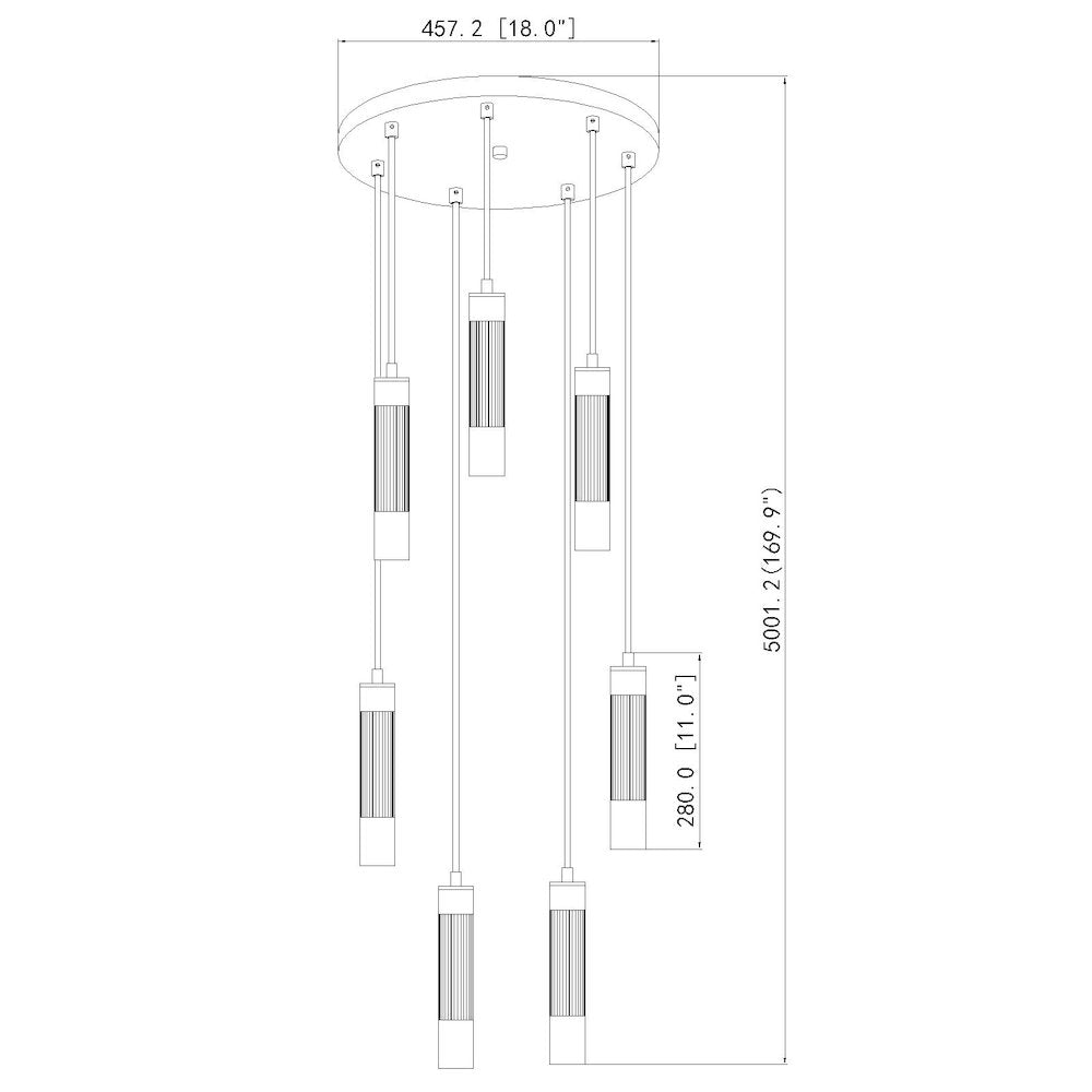 Z-Lite Stari 7 Light Chandelier in Matte Black color, Steel frame