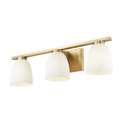 Z-Lite Naya 3 Light Vanity in Modern Gold color, Steel frame