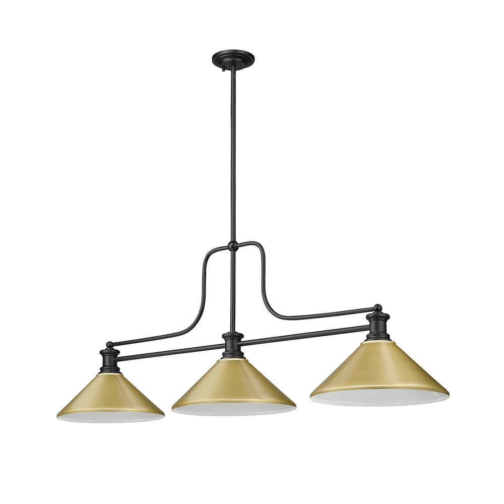 Z-Lite Melange 3 Light Billiard, Steel Frame, Satin Gold Shade Color