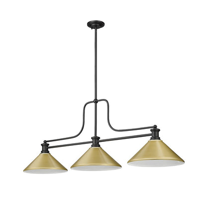 Z-Lite Melange 3 Light Billiard, Steel Frame, Satin Gold Shade Color