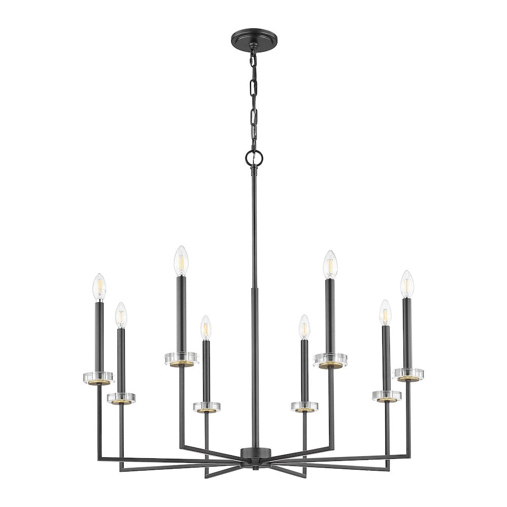 Z-Lite 8 Light Chandelier, Matte Black+Mordern Gold