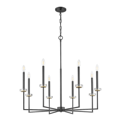Z-Lite 8 Light Chandelier, Matte Black+Mordern Gold