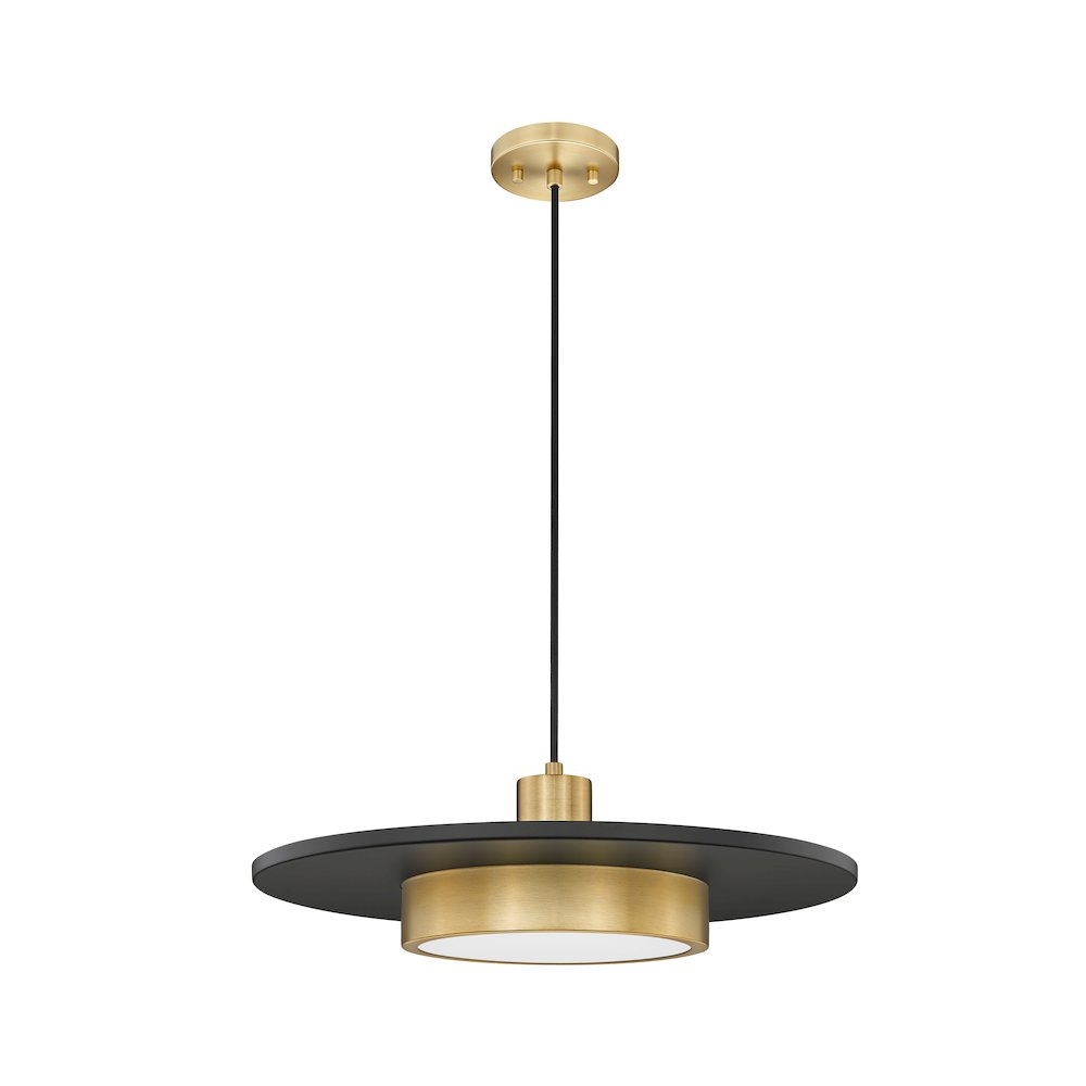 Z-Lite 1 Light Pendant, Matte Black + Modern Gold