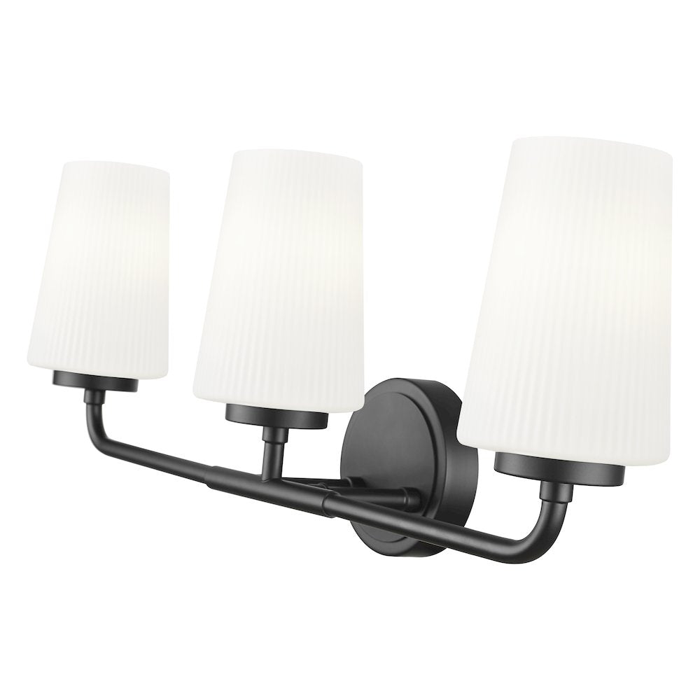 Z-Lite Montford 3 Light Vanity in Matte Black color, Steel frame