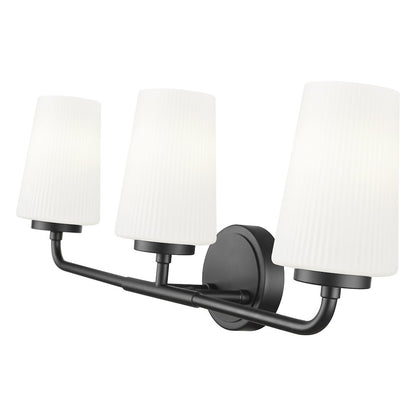 Z-Lite Montford 3 Light Vanity in Matte Black color, Steel frame