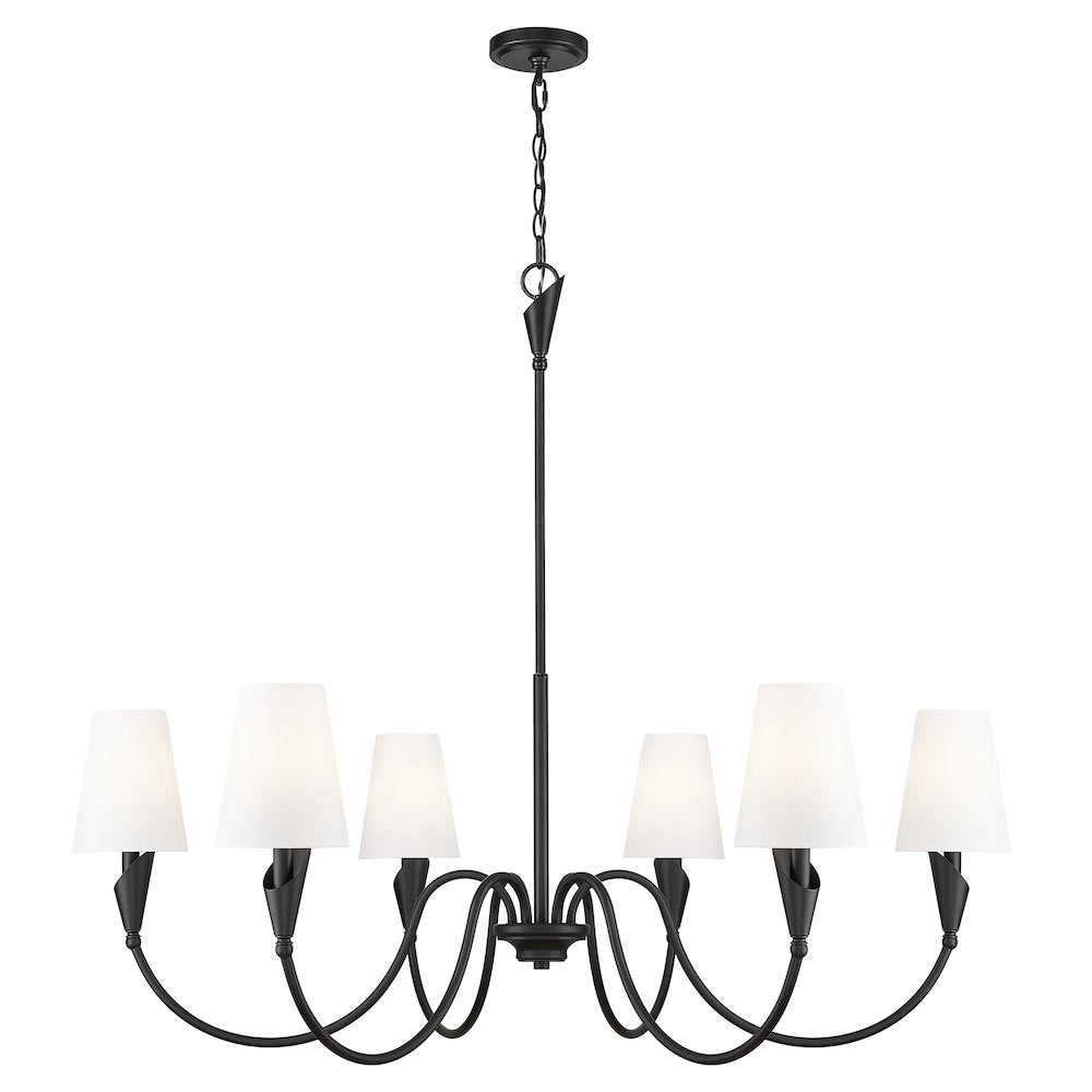 Z-Lite Claudelle 6 Light Chandelier in Matte Black color, Steel frame