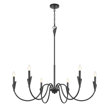 Z-Lite Claudelle 6 Light Chandelier in Matte Black color, Steel frame