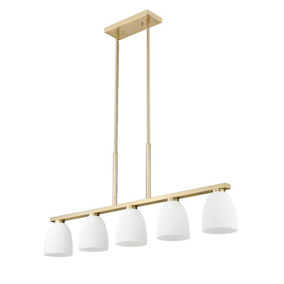 Z-Lite Naya 5 Light Linear Chandelier in Modern Gold color, Steel frame