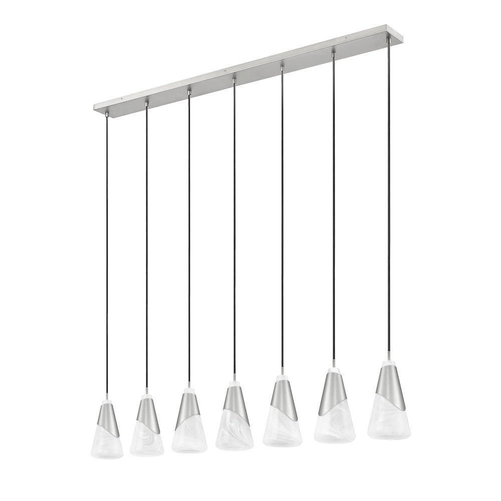 Z-Lite Aimie 7 Light Linear Chandelier, Brushed Nickel