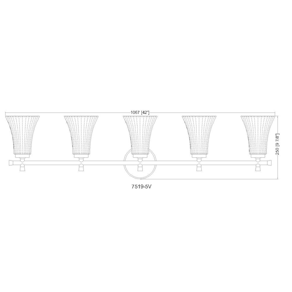 Z-Lite Belle 5 Light Vanity in Brushed Nickel color, Steel frame