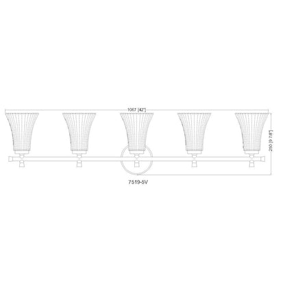Z-Lite Belle 5 Light Vanity in Brushed Nickel color, Steel frame