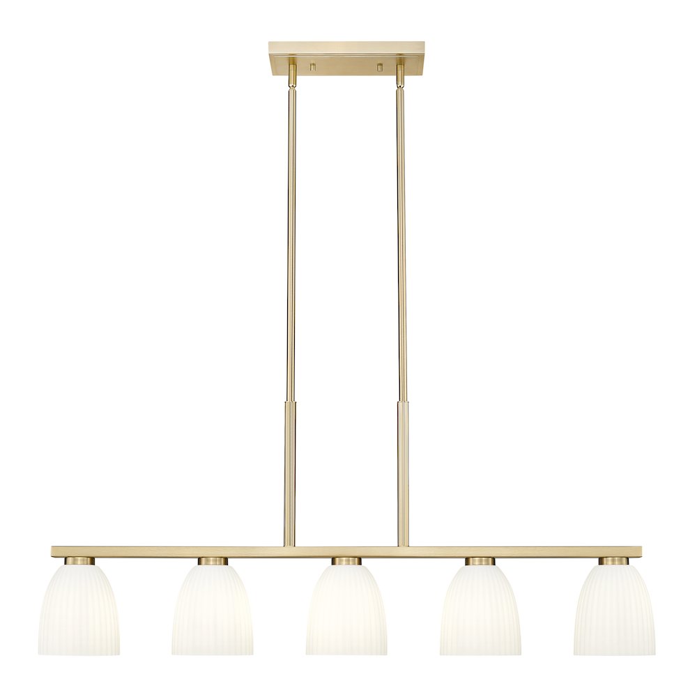 Z-Lite Naya 5 Light Linear Chandelier in Modern Gold color, Steel frame