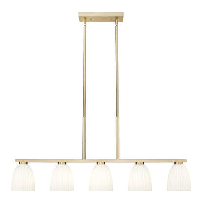 Z-Lite Naya 5 Light Linear Chandelier in Modern Gold color, Steel frame