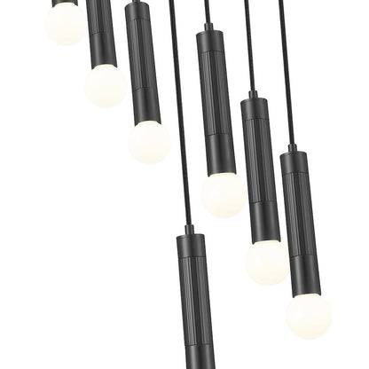 Z-Lite Stari 7 Light Chandelier in Matte Black color, Steel frame