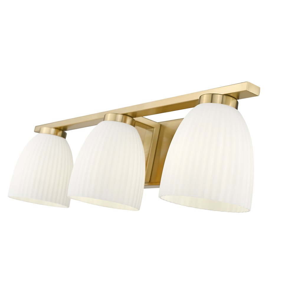 Z-Lite Naya 3 Light Vanity in Modern Gold color, Steel frame