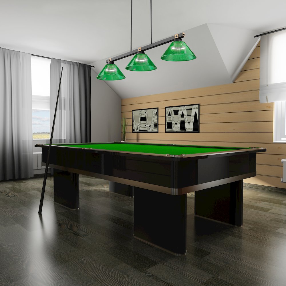 Z-Lite Bronte 3 Light Billiard, Steel Frame, Green Shade Color