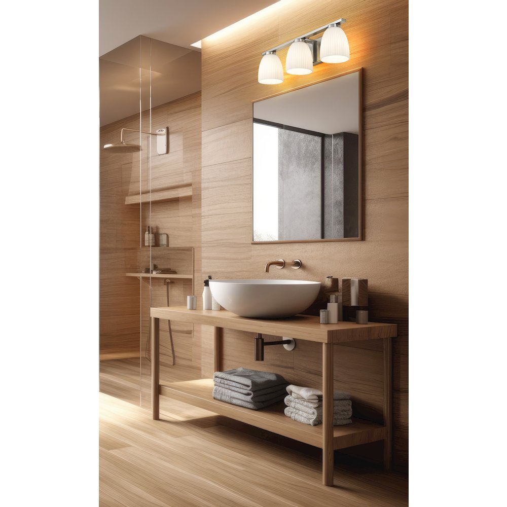 Z-Lite Naya 3 Light Vanity in Brushed Nickel color, Steel frame
