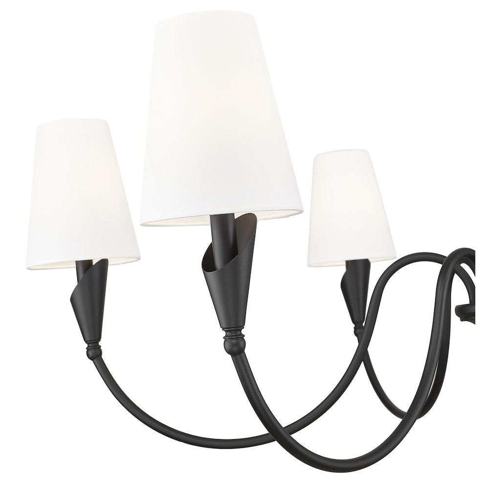 Z-Lite Claudelle 6 Light Chandelier in Matte Black color, Steel frame