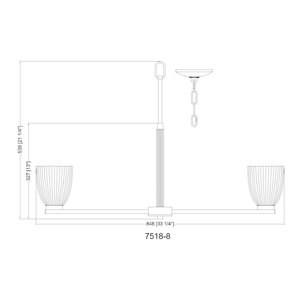 Z-Lite Naya 8 Light Chandelier in Matte Black color, Steel frame