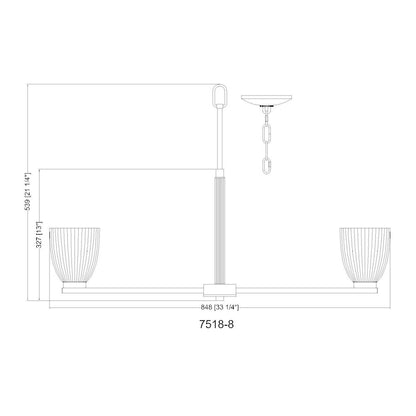 Z-Lite Naya 8 Light Chandelier in Matte Black color, Steel frame