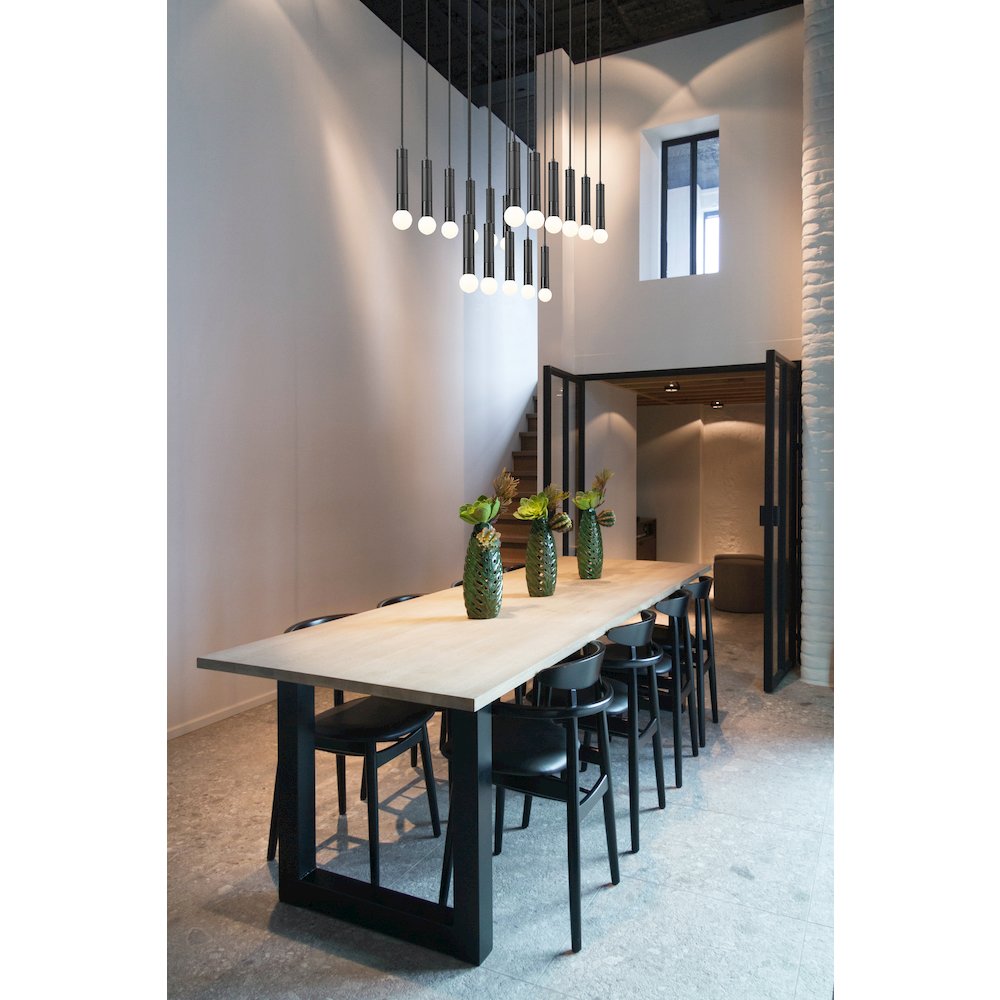 Z-Lite Stari 17 Light Linear Chandelier in Matte Black color, Steel frame