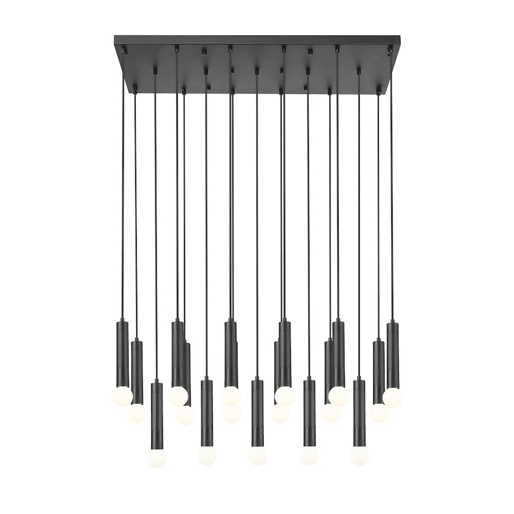 Z-Lite Stari 17 Light Linear Chandelier in Matte Black color, Steel frame