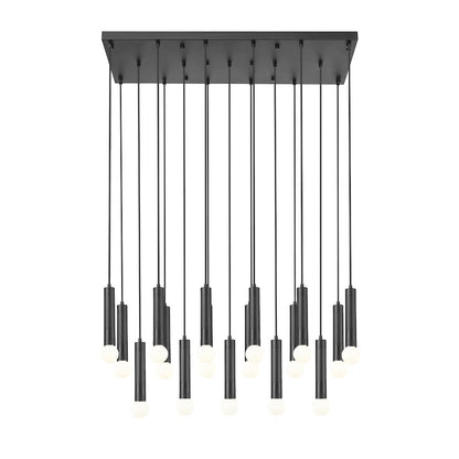 Z-Lite Stari 17 Light Linear Chandelier in Matte Black color, Steel frame