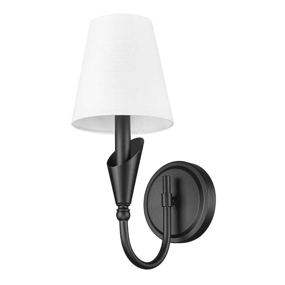 Z-Lite Claudelle 1 Light Wall Sconce in Matte Black color, Steel frame
